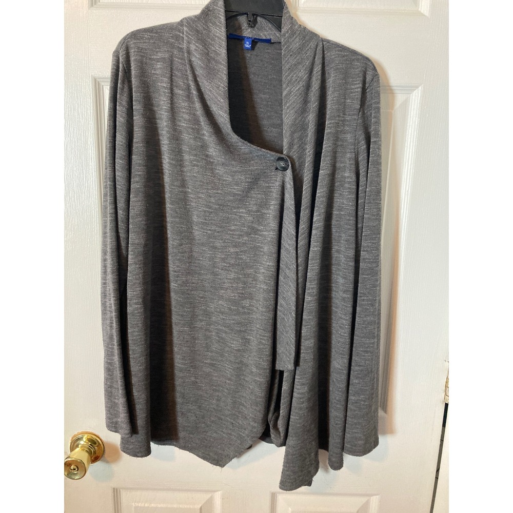 Apt. 9 Gray Space Dye Asymmetric Drape Front Button Cardigan Sweater Womens XL